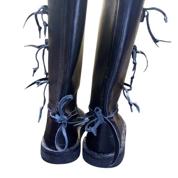 Handmade Medieval Renaissance Viking High Leather Black‎ Boots Sz 8 main image 7